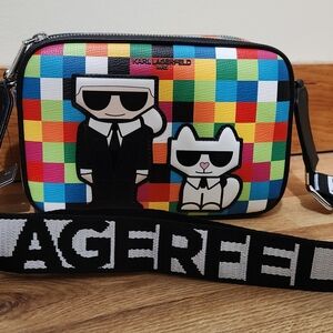 Karl Lagerfeld Colorblock Camera Style Crossbody Bag NWT